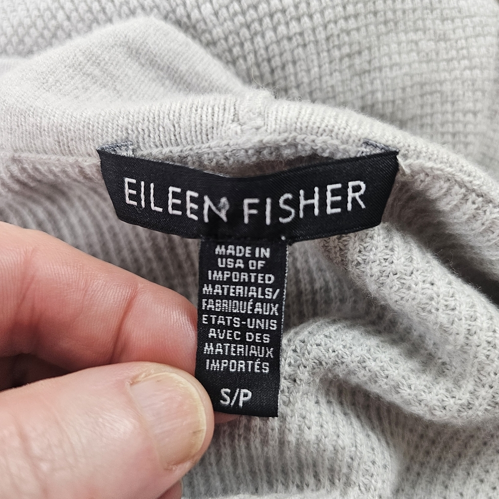 Eileen Fisher Organic Cotton And Silk Open Front Midi Cardigan In S/P - Picture 6 of 7